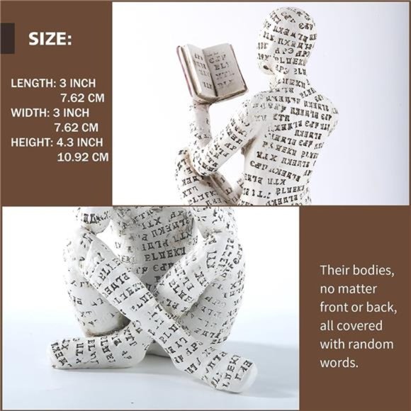 HomeDecor Pulp Reading Women Thinker Statue Aesthetic Sculpture RoomDecor Modern - Picture 2 of 6
